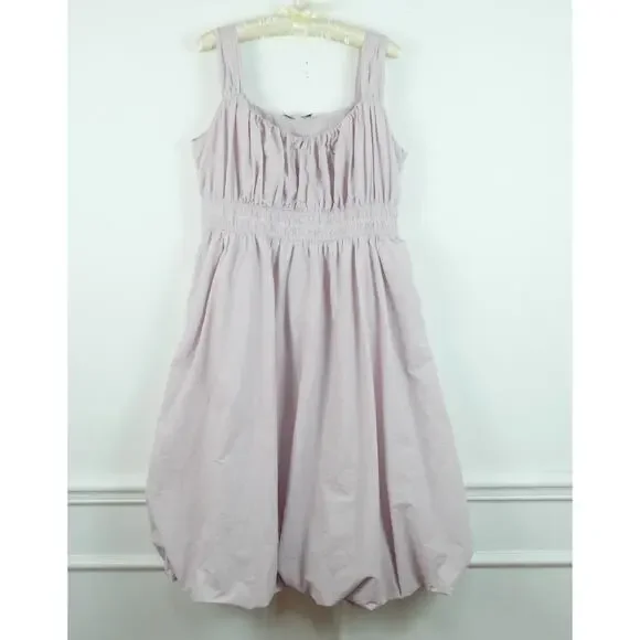 Sea New York Emmet Midi Dress XL Pastel Purple Cotton Bubble Hem Cottagecore - Picture 2 of 7